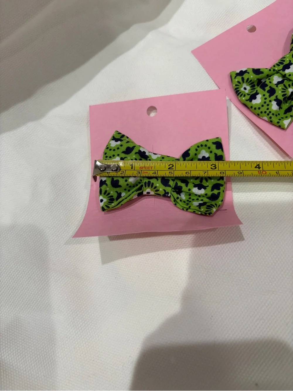 Handmade Green Floral Bow Hair Clips for Kids